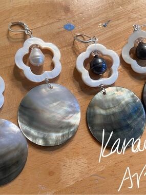Shell and Pearl Flower Earrings